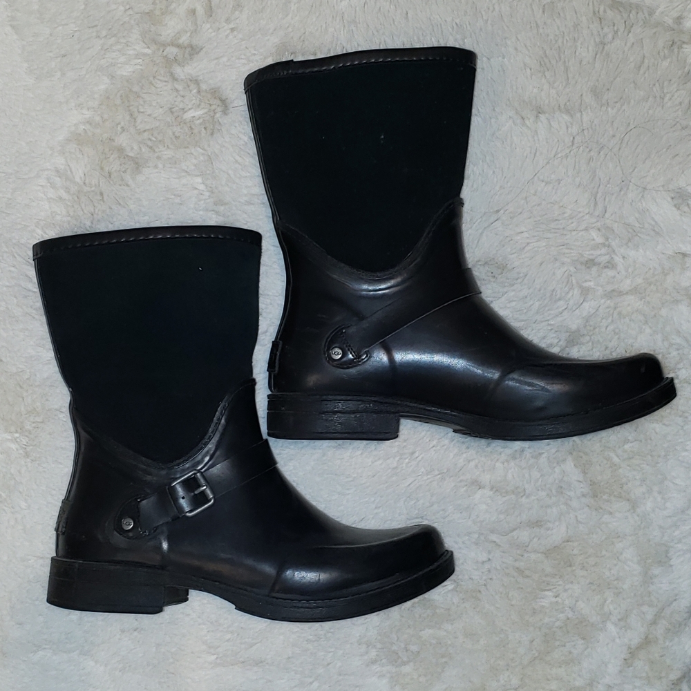 Gently used Ugg Suede rain boots
